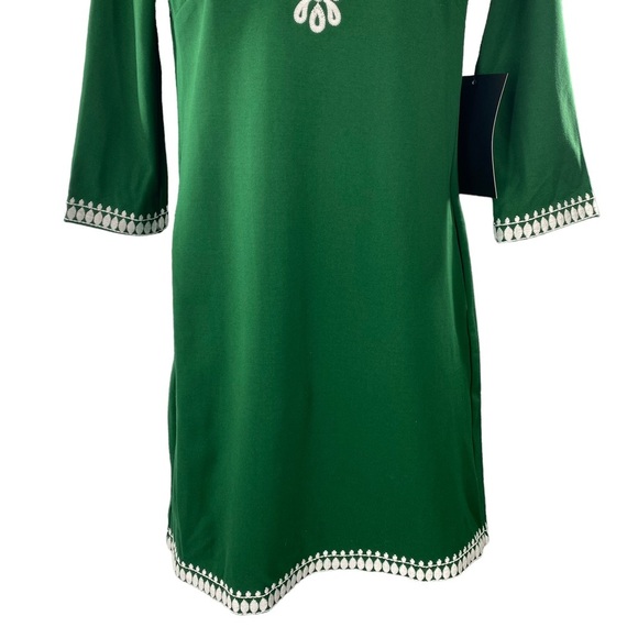 Tuckernuck NEW Miguelina Green Embroidered Shift Mini Dress Size 2XS - Picture 5 of 10